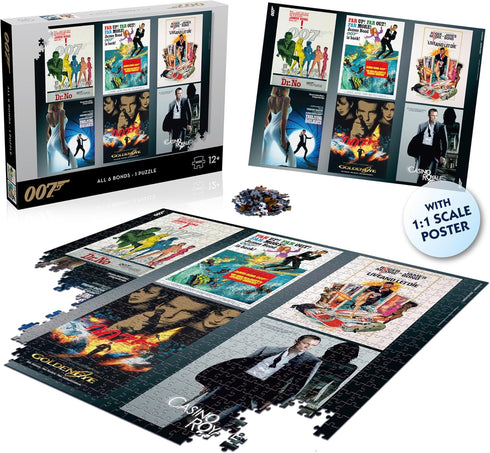 Top Puzzles James Bond Actor Debut 1000 Piece Jigsaw Puzzle Game, Featuring 6 classic Movie posters, Assemble Golden Eye, Casino Royale, Live and ...