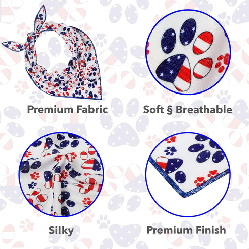 4th of July Dog Bandana - American Flag Dog Bandanas for Small, Medium, Large Dogs, Patriotic USA Independence Day Dog Puppy Collar Scarf for Dogs...