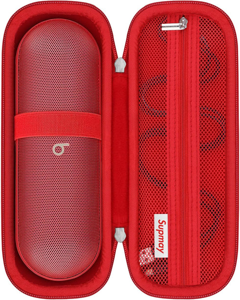 Hard Carrying Case for Beats Pill - Wireless Bluetooth Speaker, Wireless Portable Speaker Protection Case with Mesh Pocket for Charging Cables, Re...