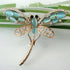 Navachi 18k Gold Plated Multicolor Opal Crystal Dragonfly Wings Brooch Pins...