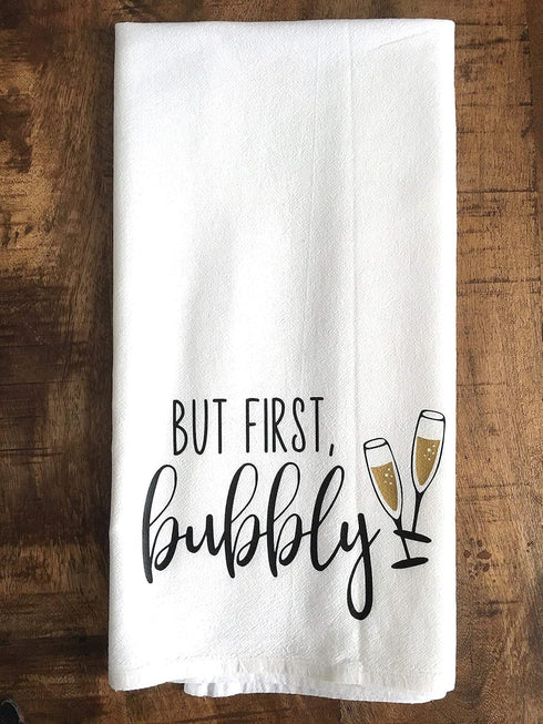Handmade Funny Kitchen Towel - 100% Cotton Funny Hand Bar Towels for Champagne Celebrations - 28x28 Inch Perfect for Hostess Housewarming Christma...