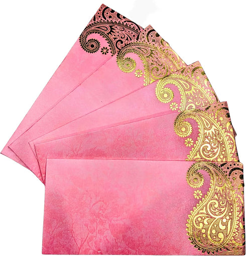 Shagun Envelopes Designer Set Money Cash Gift Envelope (pack of 5) for Indian Wedding/Engagement/Diwali/Birthday/Anniversary (Pink)...