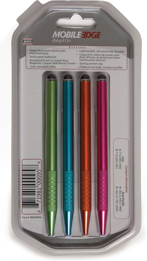 Mobile Edge 2-in-1 Stylus Pen for Touch Screens, Cell Phone and Tablet, Compatible with Apple iPad, Compatible with iPhone, Compatible with Androi...