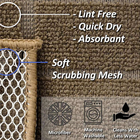 Konnect Kitchen Towels & Microfiber Dish Cloth Absorbent Drying Lint Free Multipurpose Washcloths for Home Bathroom, Hand Bar Cleaning Cloths Supp...