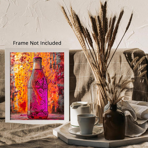 Posterizer 1 pcs-soda bottle and color splashes-vibrant food and drinks poster -3-Kitchen & Bar Art Gift for Men Women Entrepreneur Teens- unfram...