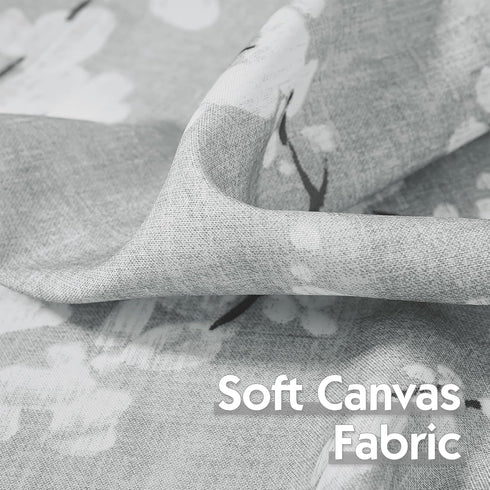 FMFUNCTEX Gray White Bathroom Tier Curtains for Kitchen 36 Inches Long Floral Printed Half Window Panels for Living Room Café Basement Rustic Curt...