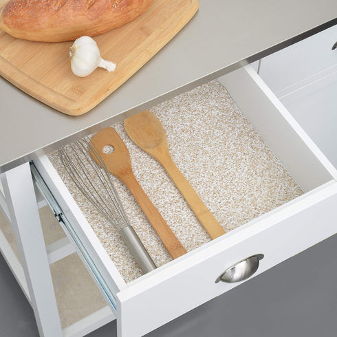 Con-Tact Brand Grip Prints Shelf Liner, Durable and Non-Adhesive Liners, Non-Slip Drawer and Cabinet Liner, 18" x 8', Beige Granite, Pack of 1 Rol...