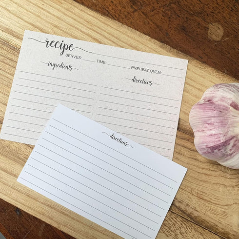 321Done 5" x 7" Recipe Cards (Set of 50) - Extra Large Double-Sided Premium Card Stock - Made in USA - Script Font Minimalist, Large Kraft Tan...