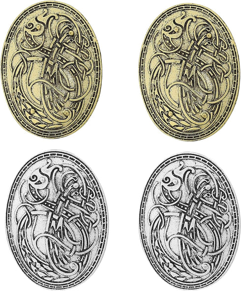 4pcs Viking Brooches Norse Dress Apron Pins Nordic Cloak, Shawl, Coat, Sweater Buckle Set with Age Oval Brooch, Turtle Amulet, Sweden Pin, Talisma...