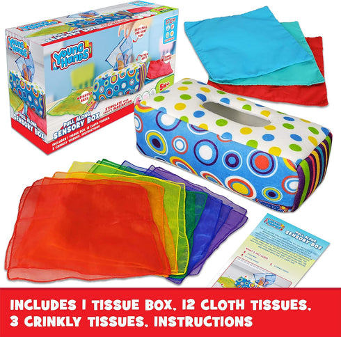 Sensory Pull Along Baby Tissue Box - Montessori Toy for Babies and Toddlers Tissue Box Learning Toys for 5 Months + STEM Educational Toys for Todd...