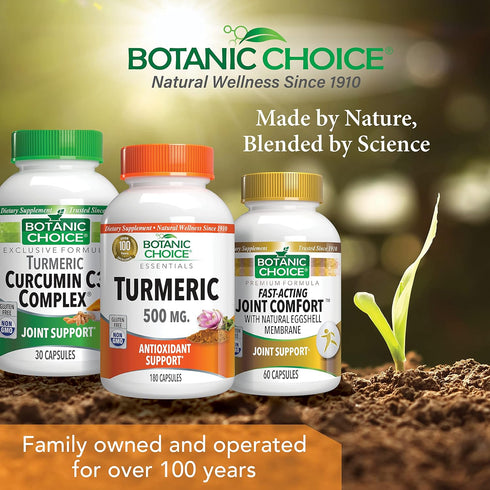 Botanic Choice Premium Turmeric Antioxidant Support - Joint Health Supplement for Adults - 180 Vege Capsules (500 mg each)...