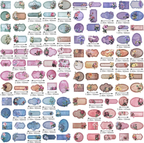 PAGOW 360Pcs Floral Lable Stickers, Adhesive Flower Paper Stickers for Scrapbooking Journal, Write Lable Decorative Stickers for Diary, Album, Not...