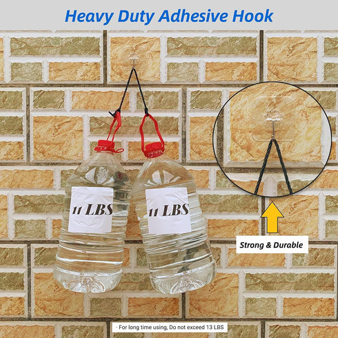 Adhesive Wall Hooks for Hanging Heavy Duty 13lbs, No Damage Picture Frames Hangers for Home and Office, Sticky Hooks for Kitchen Bathroom, Transpa...