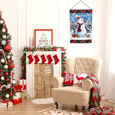 Merry Christmas Cute Snowman Red Parrot Garden Flag House Flag Spring Welcome Garden Flags Double Sided Printed Flags for Patio Lawn Home Outdoor ...