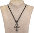 BlueRica Ankh Cross of Life on Adjustable Black Cord Necklace (Old Silver Finish)...