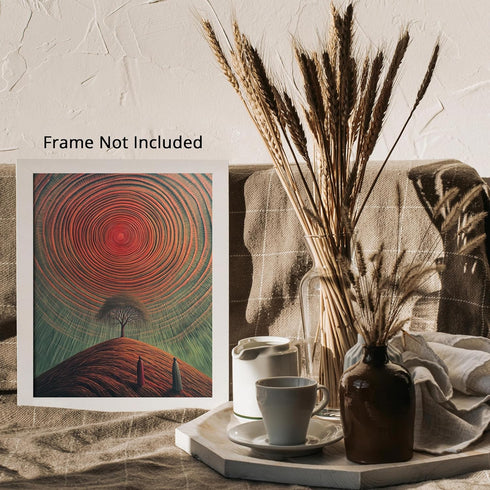 Posterizer 1 pcs-surrealism serene scene in alien planet with red sun 3-Abstract & Modern Art-Landscape & Nature Art-Gift for Men Women Entreprene...