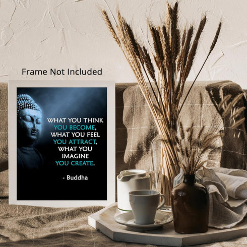 Posterizer 1 pcs-Spiritual Buddha Quotes-what you think you become-Motivational & Inspirational Art-Gift For Buddhism Meditation philosophy Fans- ...