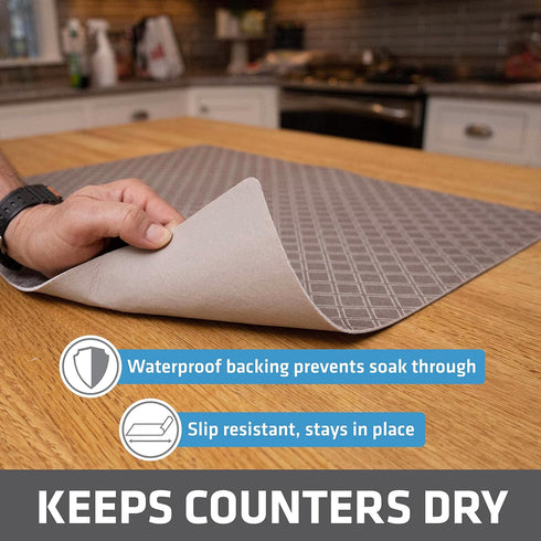 Drymate XL Dish Drying Mat, Oversized (19”x24”), Low-Profile, Super Absorbent, Quick Dry Fabric, Waterproof & Slip-Resistant, for Kitchen Counter,...