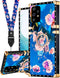 Loheckle for Samsung Galaxy A53 5G Case for Women, Designer Square Cases for Galaxy A53 5G Case with Ring Stand Holder and Lanyard, Stylish Peony ...