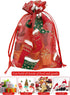 24PCS Christmas Organza Gift Bag 4X6 with Drawstring 11 Mix Pattern Small Goodie Candy Party Favor Xmas Gift Bags...