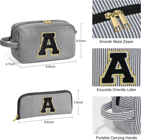 Gifts for Women - Personalized Birthday Gifts for Women Her Mom Best Friend Bridesmaid Girlfriend Teacher, Monogram Initial Black Cute Makeup Bag ...
