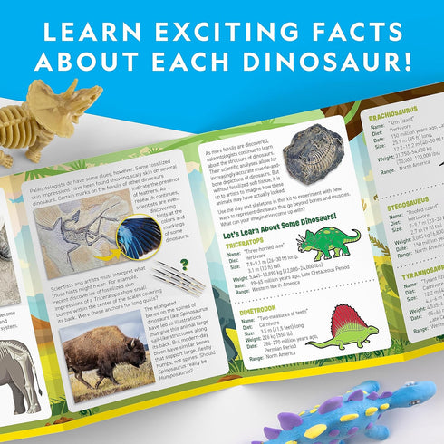 NATIONAL GEOGRAPHIC Clay Dinosaur Arts & Crafts Kit - Dinosaur Air Dry Clay for Kids Craft Kit with 5 Clay Colors, 5 Dino Skeletons, Sculpting Too...