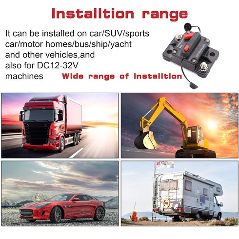 100 Amp Automotive Marine Circuit Breaker with Manual Reset Surface-Mount for Trolling Boat Motor Battery Thermal 12V-48V DC Waterproof...