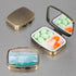 Dynippy Pill Case Pill Box with Mirror Retro Pocket 2 Compartment Medicine Case Vitamin Pill Organizer for Pocket Purse and Travel (A-Sandy Beach)...