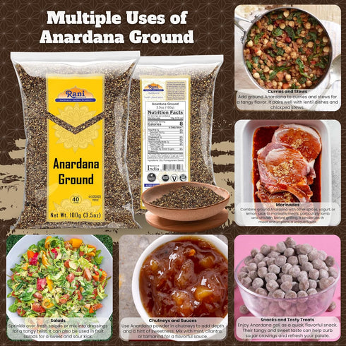 Rani Anardana (Pomegranate) Ground, Indian Spice 3.5oz (100g) ~ All Natural | No Color | Gluten Friendly | Vegan | NON-GMO | Kosher | No Salt or f...