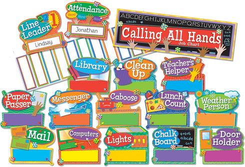 Eureka Calling All Hands Mini Job Chart Bulletin Board Set and Classroom Decorations for Teachers, 41 Pieces...