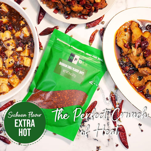 NPG Authentic Sichuan Chili Flakes 8 Ounce, Extra Hot, Szechuan Crushed Red Pepper Flake Bulk, Essential Spice Seasoning for Making Kimchi, Chili ...