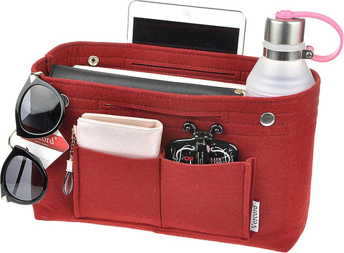 Vercord Felt Purse Tote Organizer Insert Divider Inside Handbag for Women Medium Burgundy...
