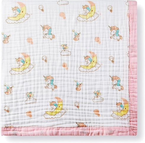 Jay & Ava Baby Muslin Blanket 42” x 42”, Soft Toddler Cotton Baby Blankets for Boy, 4 Layers Bed Muslin Throw for Baby Crib, Large Baby Receiving ...