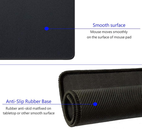 3 Pack Standard Mouse Pad with Stitched Edges, Comfortable Mouse Mat Pad, Non-Slip Rubber Base Mousepad for All Types of Mouse Laptop Computer PC ...