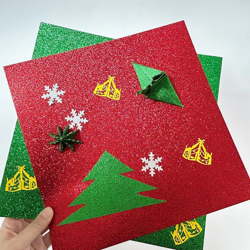 YINUOYOUJIA 12" x 12" 300 GSM Glitter Green Cardstock - 12 Sheets Glitter Paper - Perfect for DIY Projects, Scrapbooking, Crafts, Decorations, Wed...