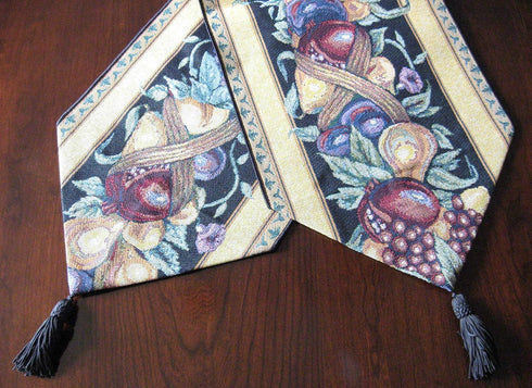 Manual Table Runner, Old World Italy Woven Tapestry with Tassels...