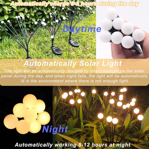 8 LED Solar Powered Firefly Lights, New Upgraded Solar Garden Lights Outdoor Waterproof, Starburst Swaying Solar Lights Decorative for Patio,Yard ...