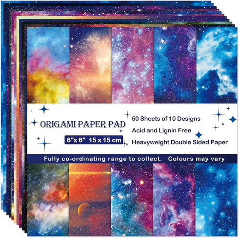 Origami Paper Kit Double Sided 100 Sheets 20 Colors 6 Inch Square Easy Fold Arts Crafts DIY Handwork Origami Papers Beginner Van Gogh and Starry S...