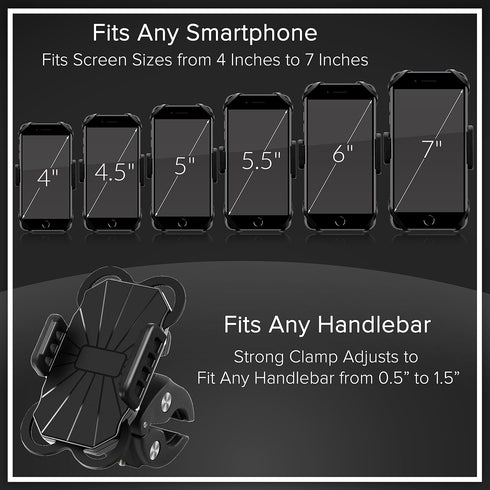 E Tronic Edge Bike Phone Mount - Rotating Cell Phone Holder for Bicycle Handlebar Compatible with iPhone 12 11 X 8 8S 7 7S 6 6S Pro Max Plus Andro...