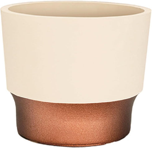 The HC Companies 7 Inch Sprite Round Planter - Small Plastic Plant Pot with Drainage for Indoor Outdoor Plants, Vanilla Bisque...
