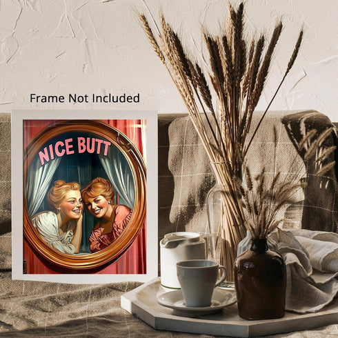 Posterizer 1 pcs-retro classic inspired art-pink poster-funny "nice butt" quote 3-Comedy Art-Retro Art- Bathroom, restroom Decor- unframed wall ar...