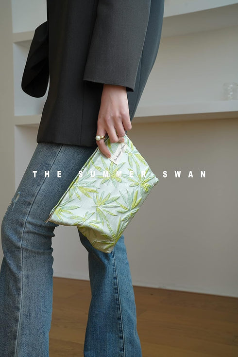 | Large Aesthetic Makeup Bag | Floral Makeup Bag | Mid-day Clutch | Period Kit Bag | Hygiene Bag | Skincare Bag | Cute Makeup Bag (Summer Maple)...