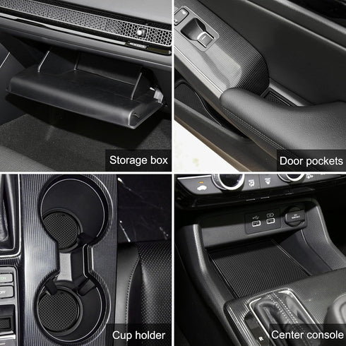 SENSHINE for Honda Civic Accessories 2022 2023 2024 Non-Slip Anti Dust Cup Holder Insert Center Console Shifter Liner Trim Door Packet Mats Premiu...