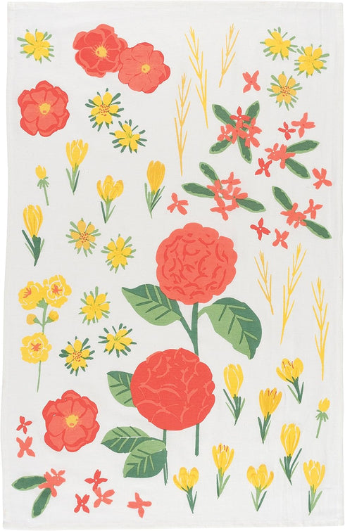 Now Designs Floursack Kitchen Towels Quick Dry Cotton Hand Towel Set, 3 Count, Flowers of The Month, 20 x 30 in...