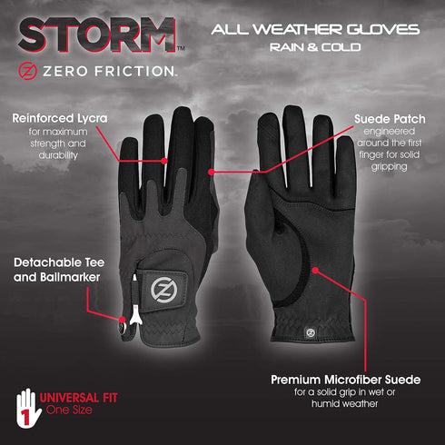 Zero Friction Men's Storm All Weather Golf Gloves...