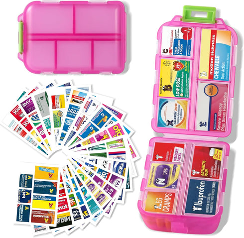 Large Pill Organizer with Medicine Labels Travel Daily Pill Container Mini Medication Organizer Storage Pill Organizer Pill Case 7 Day Pill Organi...