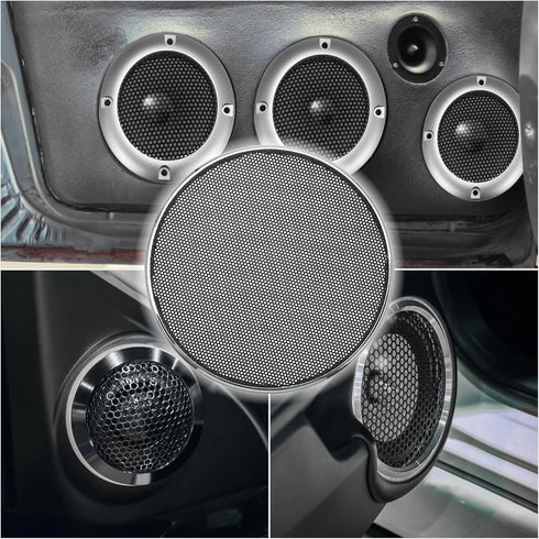 X AUTOHAUX 2pcs 4 Inch Car Metal Audio Speaker Grill Cover Mesh Woofer Horn Guard Decorative Circle Grille Protector Silver Tone...