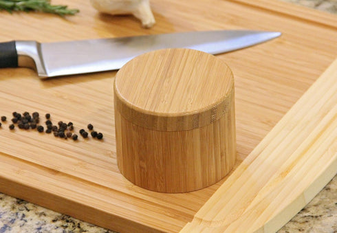 Round Bamboo Salt Box Eco-Friendly, 100% Organic bamboo, Professional-Grade,The best salt storage container on the market....
