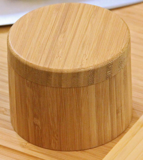 Round Bamboo Salt Box Eco-Friendly, 100% Organic bamboo, Professional-Grade,The best salt storage container on the market....
