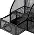 Black Mesh Pen Holder and Organizer Office Supplies with 7 Compartments, Desktop Organizer with Drawer, Metal Pen Holder for Desk, ?9.1" x 5.9" x ...